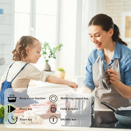 COVERCOOK 90cm Ceramic Hob, 5 Zones Built-in Electric Cooktop with Dual Oval Zone, 8400W