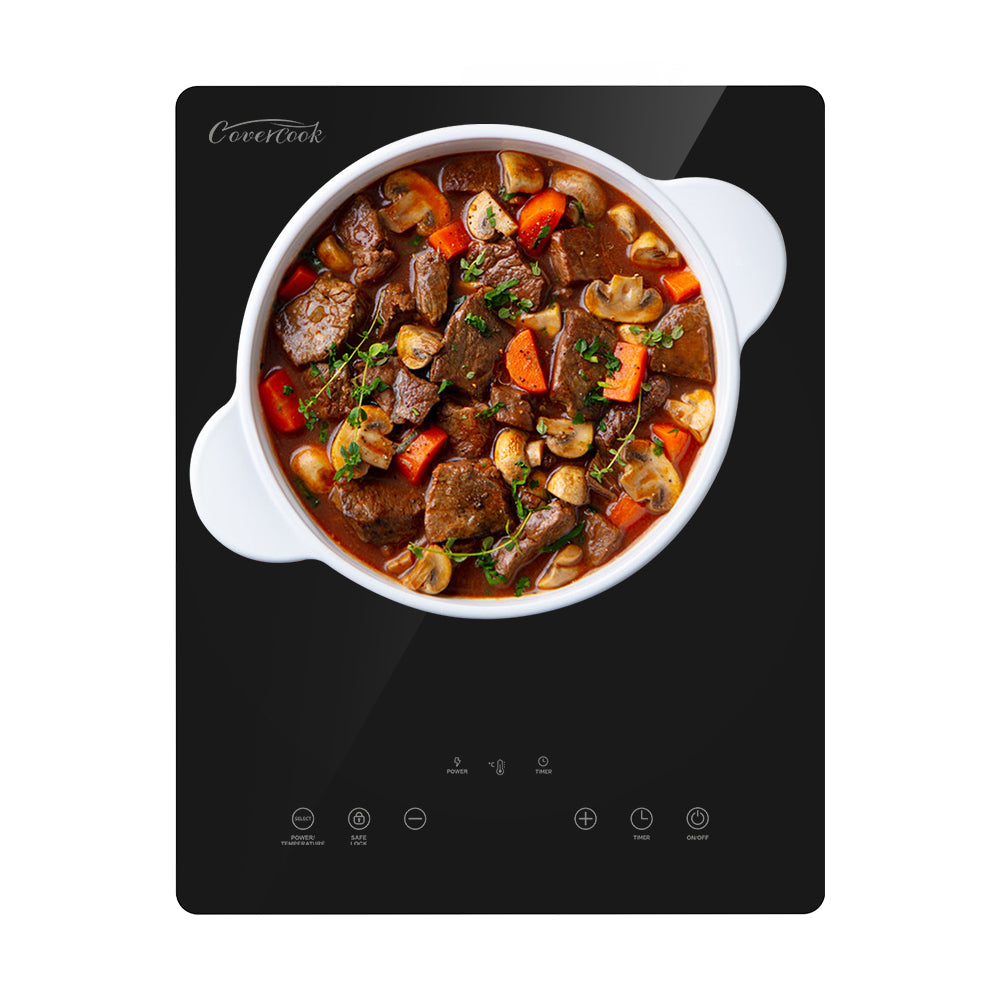 COVERCOOK Portable Induction Hob, Single Induction Cooker, Ultra Thin, 4-hour Timer,2000W