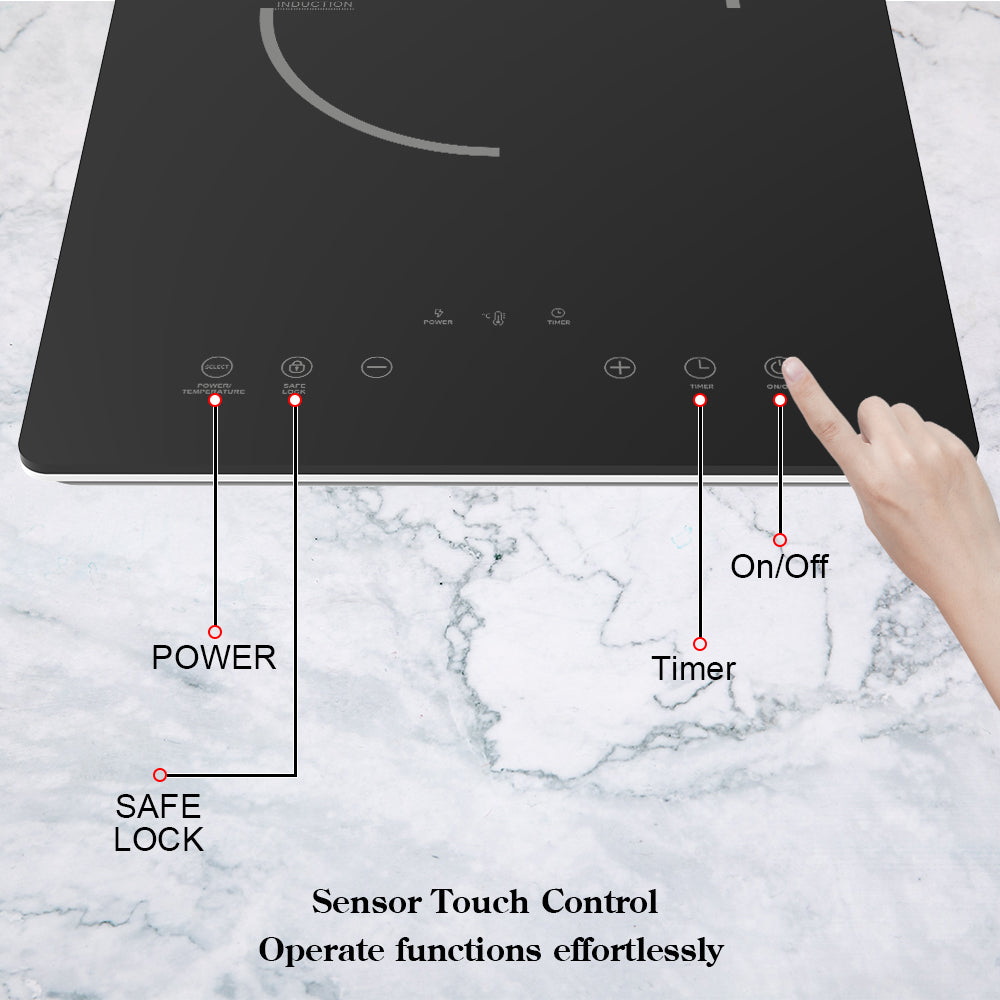 COVERCOOK Portable Induction Hob, Single Induction Cooker, Ultra Thin, 4-hour Timer,2000W