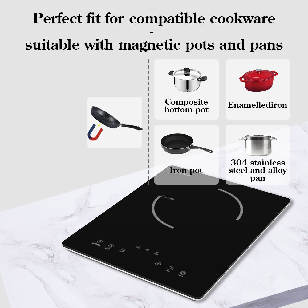 COVERCOOK Portable Induction Hob, Single Induction Cooker, Ultra Thin, 4-hour Timer,2000W