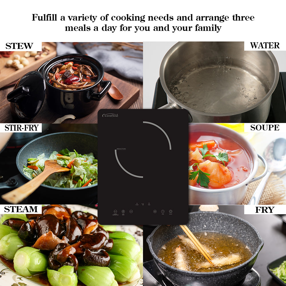 COVERCOOK Portable Induction Hob, Single Induction Cooker, Ultra Thin, 4-hour Timer,2000W