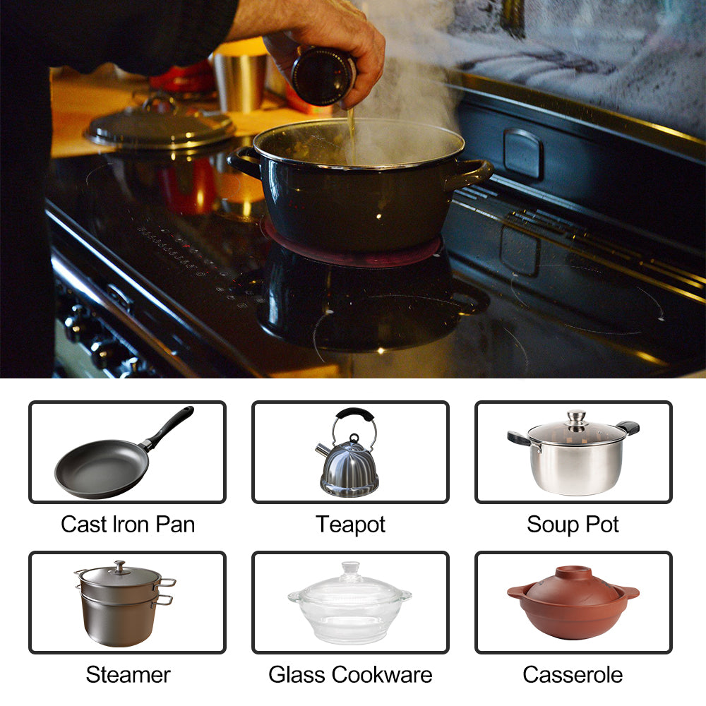 COVERCOOK 77cm Ceramic Hob, Built-in Black Glass 5 Burners Electric Hob, Touch Control,Timer and Child Lock, 230V, 8200W