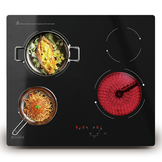 COVERCOOK Electric Ceramic Hobs,60cm Built-in Cooktop, Black Glass, 6000W